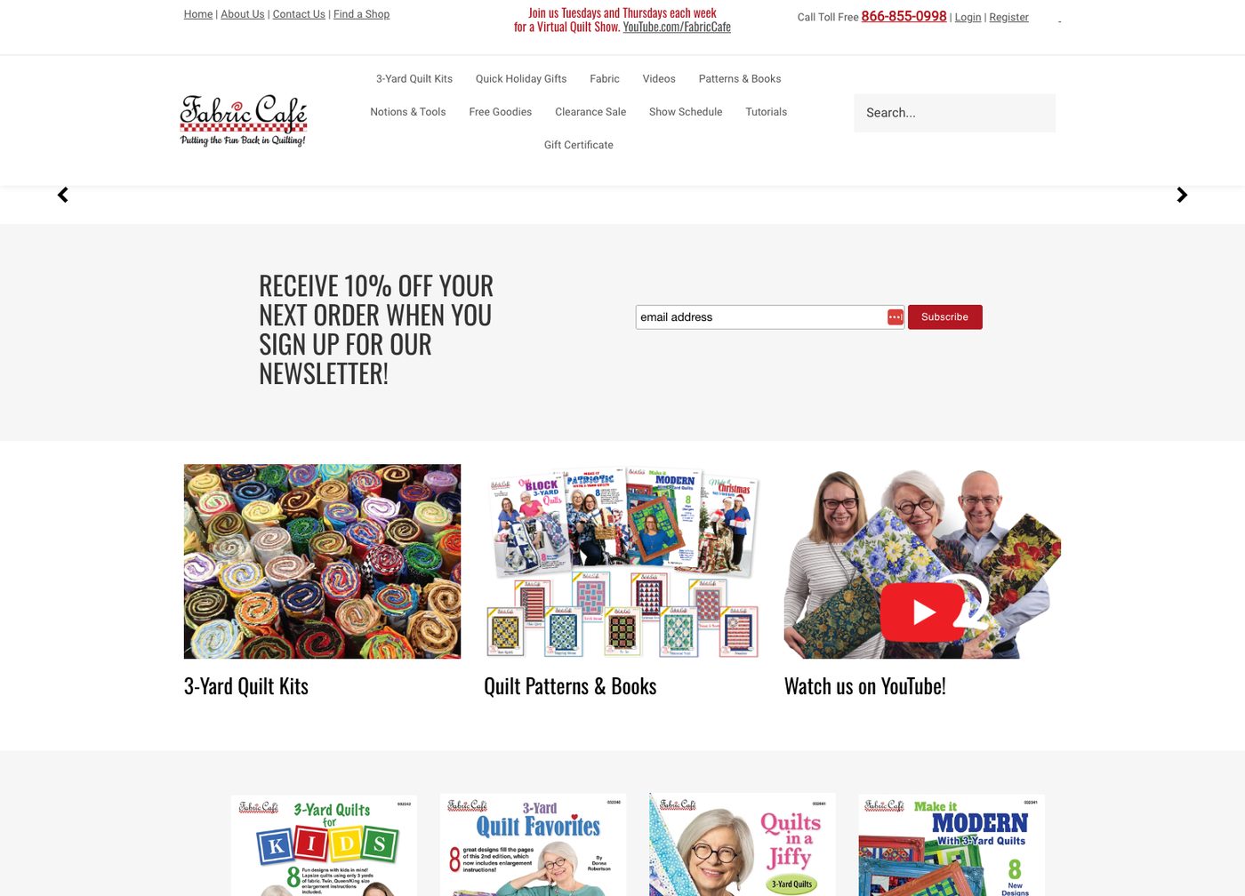 Fabric Café homepage before the redesign