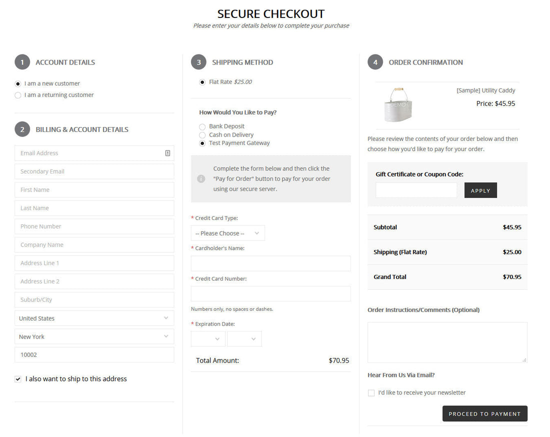 BigCommerce One Page Checkout