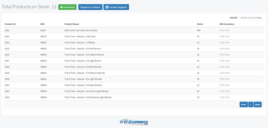 BigCommerce Inventory Report